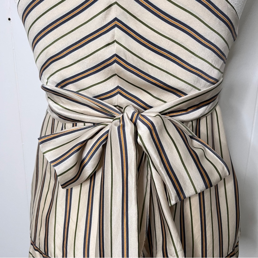 BCBGMaxAzria Cream and Brown Striped Silk Camisole - Picture 6 of 12